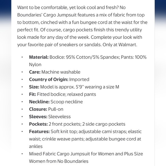 No Boundaries Dusty Rose Mauve Cargo Jumpsuit Wide Leg Mixed Media Junior's XL - Picture 8 of 8